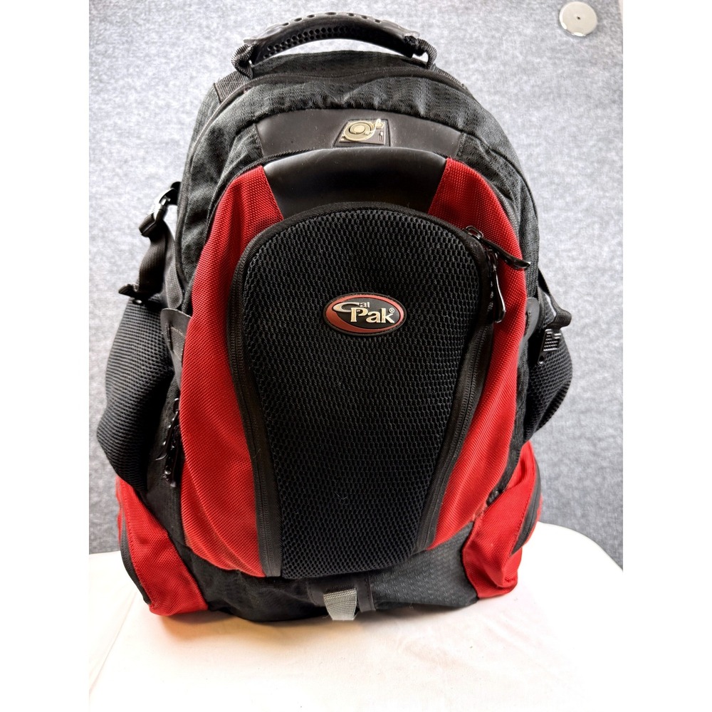 Vintage CalPak Tech Backpack Y2K Pak Utility Red Black Travel Retro Durable 90s